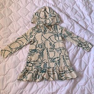 Tea collection hooded long sleeve animal print dress